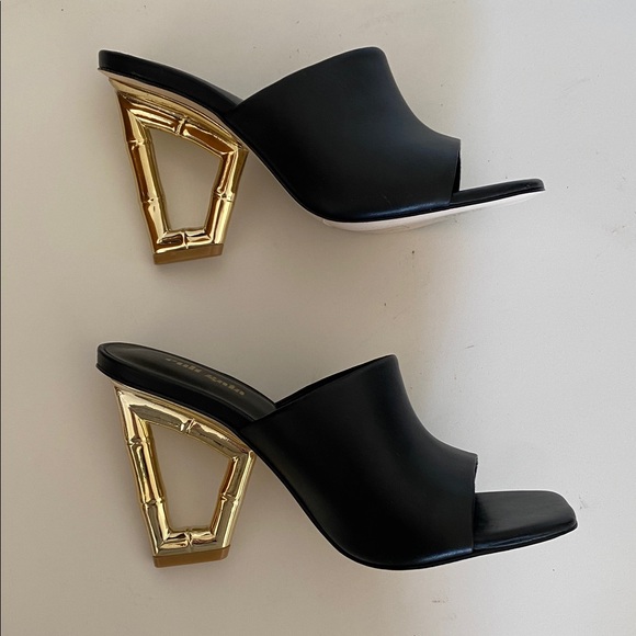 NWOB Cult Gaia Astaea Sandals Women's Black Open Toe Slip On bamboo-style - Picture 14 of 17